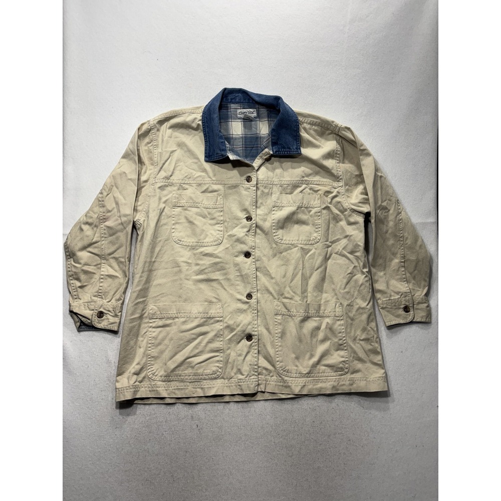 Cabin Creek Jacket Womens 2X Beige Cotton Twill Lined Button Workwear RN 93677